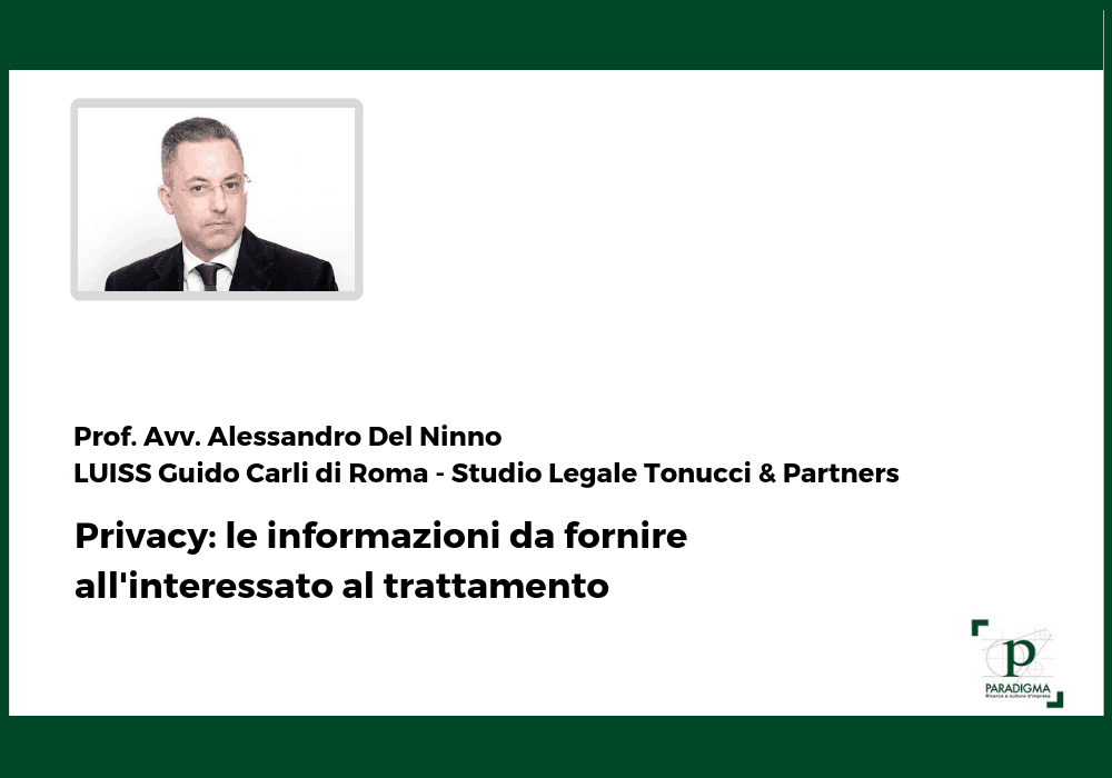 Videointervento - Privacy: le informazioni da fornire all'interessato al trattamento